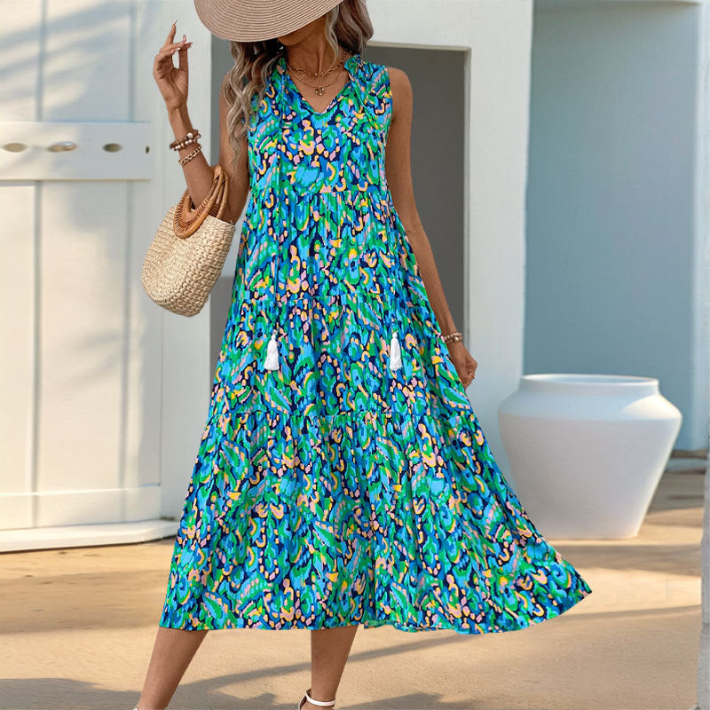 Long Abstract-print Dress For Your Vacation