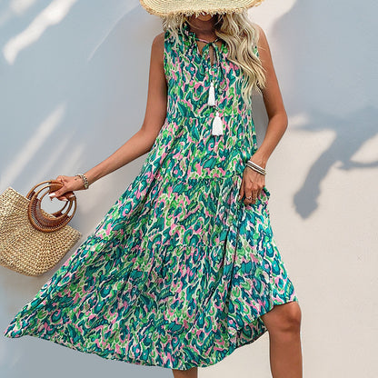 Long Abstract-print Dress For Your Vacation