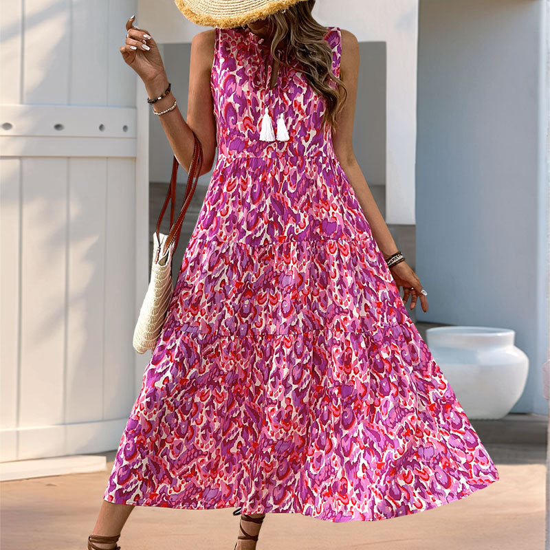 Long Abstract-print Dress For Your Vacation