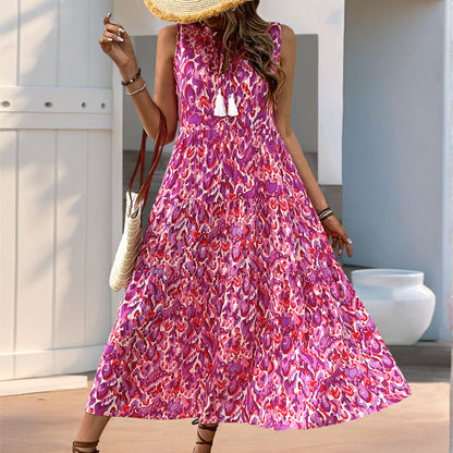 Long Abstract-print Dress For Your Vacation