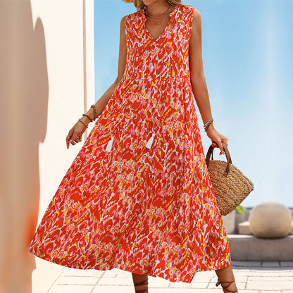 Long Abstract-print Dress For Your Vacation