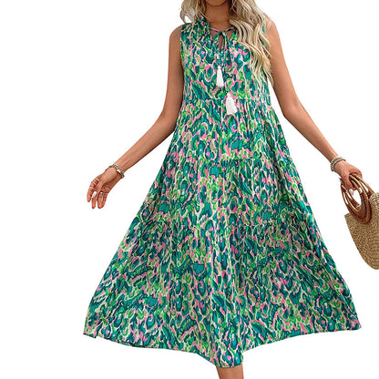 Long Abstract-print Dress For Your Vacation