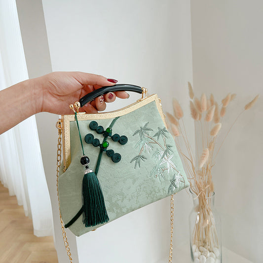 Lucky Luxurious Bamboo Embroidery Handbags Women